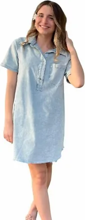 Bibi Chambray Charm Dress In Light Blue