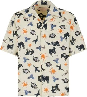 Marni Camicia a maniche corte con stampa grafica - Bianco