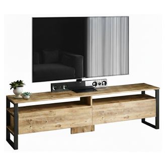 Dmora Dmora - Mueble De Televisi&oacute;n Dpirozz, Aparador De Sal&oacute;n, Mueble Bajo Para Tv, Base De Pared Equipada, 180x36h56 Cm, Roble