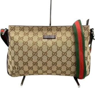 Gucci Pre-owned Cross Body Bags, female, Brown, Size: ONE SIZE Pre-owned Vintage Canvas Cross Body Bag