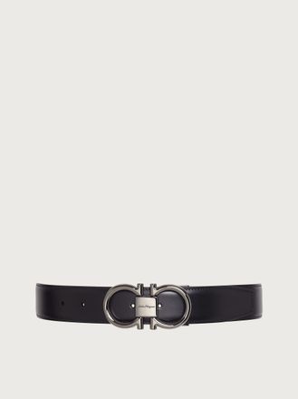 Ferragamo Men Reversible and adjustable Gancini belt Black