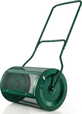 Costway Costway - Esparcidor De Compost De 60,5 Cm, Esparcidor De Turba Con Mango En Forma De U Mejorado, Cierres Laterales, Rodillo De Malla De Metal Resiste