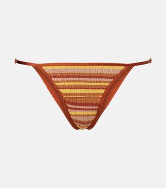 Bananhot Ann ribbed-knit striped bikini bottoms
