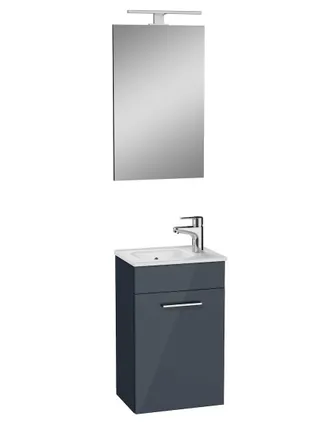 Vitra Mueble De Ba&ntilde;o Mia Set 39x61x28 Cm Con Espejo, Lavabo E Iluminaci&oacute;n Led, Gris. Antracita (miaset40a)
