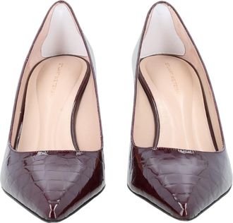 Stuart Weitzman Black Glossy Crocodile Pointed-Toe Pumps