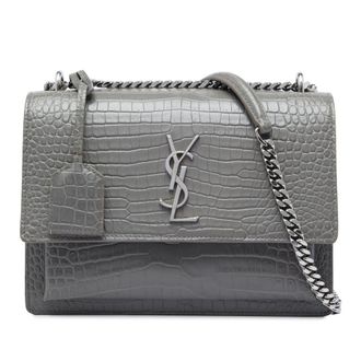 Saint Laurent Pre-owned Saint Laurent Medium Croc Embossed Leather Monogram Sunset Crossbody Ladies V45E44ZUBJN5VPK2