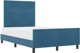 vidaXL Box Spring Bed with Headboard Dark Blue 120 x 190 cm Velvet vidaXL