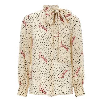 Valentino Garavani Shirts, female, Multicolor, Size: 2XS Plus De Pois Crepe de Chine Bubble Shirt