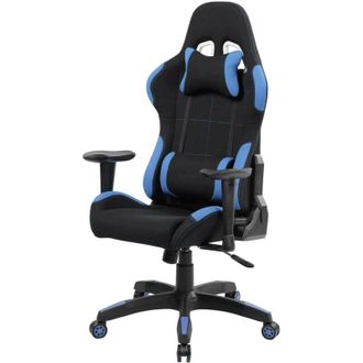 Dmora Silla Gaming Daren, Sill&oacute;n Gaming Adulto, Silla De Escritorio, 57x72h124/134 Cm, Negro Y Azul - Dmora