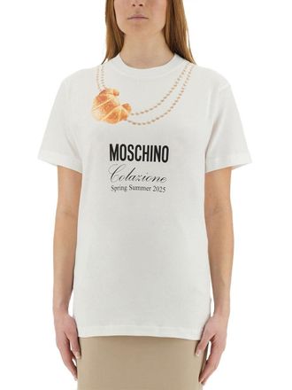 Moschino Logo-Print Cotton T-Shirt - White