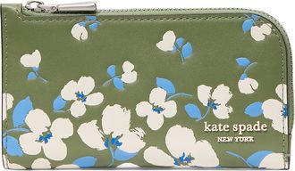 Kate Spade New York Devin Painterly Bouquet Small Bifold Wallet Wallet Womens Handbags Cedar Stand, Leather