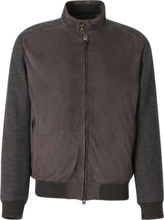 Canali Bomberjack met gedrapeerde hals - Bruin