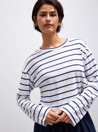 Contemporaine Womens Loose-fit pure linen T-shirt