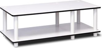 Furinno Just No Tools Mid TV Stand, White Finish w/White Tube