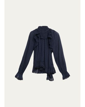 Ulla Johnson Marcella Long-Sleeve Asymmetric Cotton Blouse