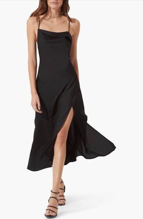 Astr Cowl Slip Midi Dress In Black