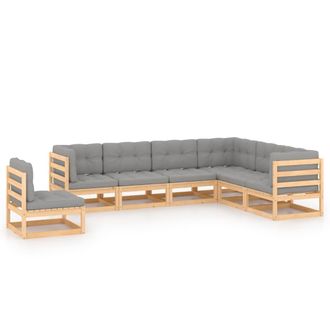 vidaXL Juego De Muebles De Jard&iacute;n 7 Pzas Y Cojines Madera Maciza Pino Vidaxl