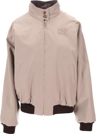 Miu Miu Beige Logo Mandarin Collar Jacket