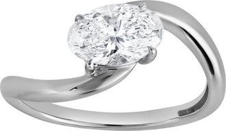 LuvMyJewelry Lilian 1 Ct Oval Lab Grown Diamond Engagement Ring in 14K White Gold at Nordstrom, Size 7