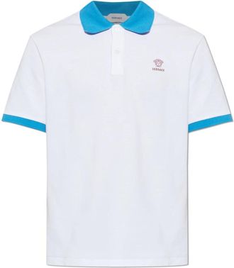 Versace Polo met geborduurd logo - Heren - Polos - Wit - M - Katoen - Tops