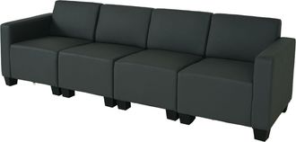 Hhg Sof&aacute; Modular 4 Plazas Lyon, Polipiel, Gris Oscuro