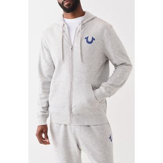 True Religion Wreath Buddha Zip Hoodie in Heather Grey at Nordstrom Rack, Size X-Large
