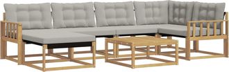 vidaXL Conjunto De Sof&aacute;s De Exterior 7 Uds. Blanco Y Gris Claro Vidaxl