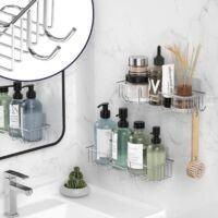 OEM Organizador De Ducha Adhesivo Con Ganchos, Organizador De Ducha De Pared, No Requiere Perforaci&oacute;n, Organizador De Ba&ntilde;o, Acero Inoxidable Resistente A 
