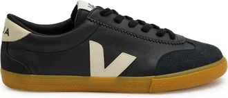 Veja Volley Panelled Grained Leather Sneakers - Black And White - 36 (IT36 / UK3)