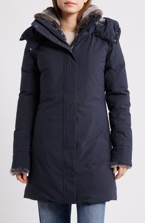 Save The Duck Samantah Faux Fur Lined Water Resistant Hooded Parka in Blue Black at Nordstrom, Size 0