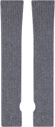 Courrèges ribbed wool mittens - unisex - Wool - One Size - Grey