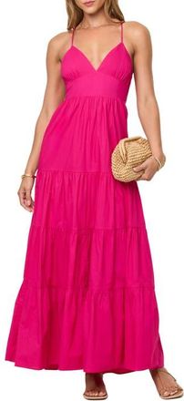 L*Space Laina Tiered Cotton Poplin Cover-Up Maxi Dress in Bougainvillea at Nordstrom, Size X-Small