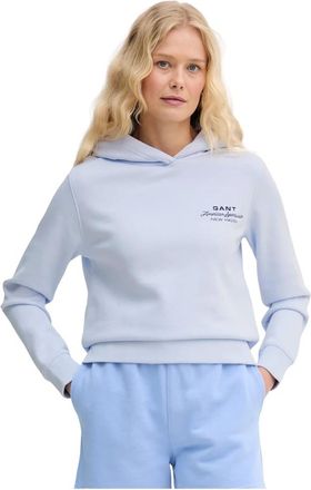 GANT Hoodies & sweatvesten, Dames, Blauw, L, Katoen, Graphic Print Hoodie