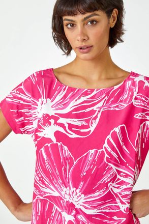 Roman Linear Floral Print Stretch T-Shirt