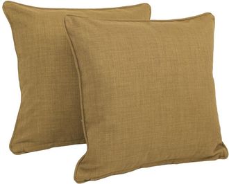 Blazing Needles 18-inch Double-corded Solid Outdoor Spun Polyester Square Throw Pillows with Inserts (Set of 2), Wheat