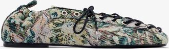 Ganni Jadeite Lace-Up Ballerinas in Tapestry