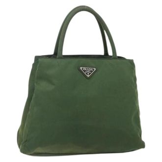 Prada Pre-owned Tote Bags, female, Green, Size: ONE SIZE Pre-owned Vintage Nylon Hand Bag