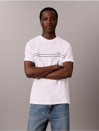 Calvin Klein Mens Pique Contrast Piping Tee - Open White - 2XL