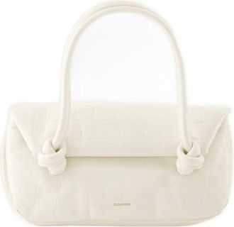 Jil Sander Womens Knot Shoulder Bag Beige Calfskin