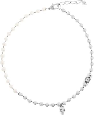 Alexander McQueen Skull & Pearl Necklace - Heren - Kettingen - Grijs - ONE Size - Accessoires