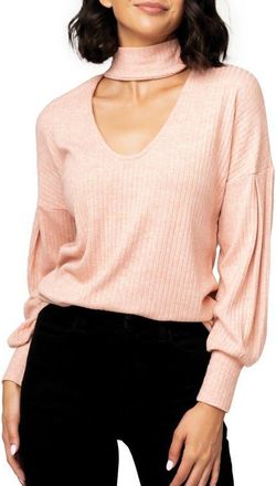 Gibsonlook Cutout Mock Neck Sweater in Rose at Nordstrom, Size Xx-Small