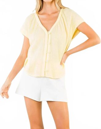 THML Clothing Buttons Short Sleeve Top In Yellow