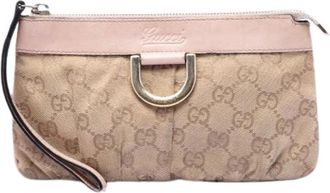Gucci Pre-owned Canvas Pouch - Dames - Vintage Clutch - Beige - ONE Size - Leer - Vintage