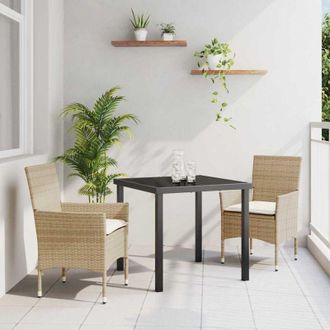 vidaXL Conjunto De Comedor De Jard&iacute;n Con Coj&iacute;n 3 Pcs Beige Polirat&aacute;n Vidaxl
