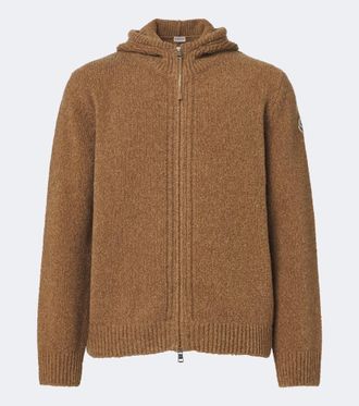 Moncler Boucl&eacute; wool-blend zip-up hoodie