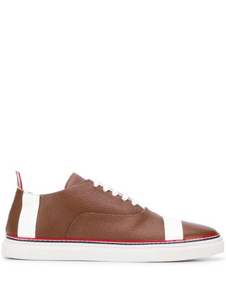Thom Browne stripe detail low-top sneakers - men - Leather/Leather/Rubber/Rubber - 6