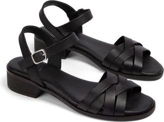 Penelope Chilvers Shepherdess Block Heel Ankle Strap Sandal in 101 Black at Nordstrom, Size 7Us
