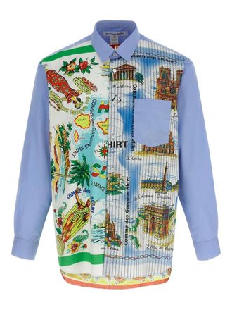 Comme Des Garçons printed cotton shirt - men - Cotton - M - Blue