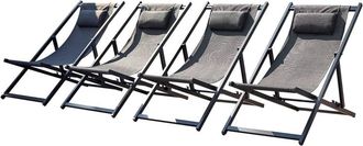 Concept Usine Juego de 4 tumbonas de aluminio gris