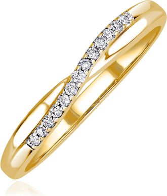 The Diamond Store Lab Diamond Half Eternity Wave Ring 0.05ct in 18K Gold Vermeil